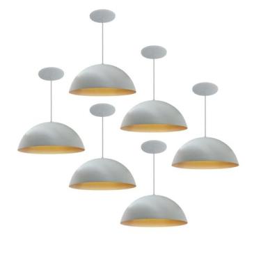 Imagem de Kit 6 Luminária Pendente Meia Lua 40cm Interior Cobre Fiação 110/220v 