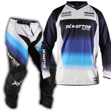 Imagem de Conjunto calça e camisa mattos rancing azul trilha tamanho m