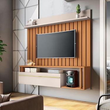 Imagem de Painel Suspenso Decorativo Stesso Ripado Pata Tv Até 55" Cinamomo/off White G26 - Gran Belo