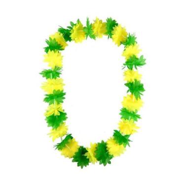 Imagem de Colar Havaiano Verde e Amarelo - 50cm - Extra Festas