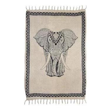 Imagem de Canga Praia Poliéster Coruja Mandala Beach Bali Indiana, Elefante Fron