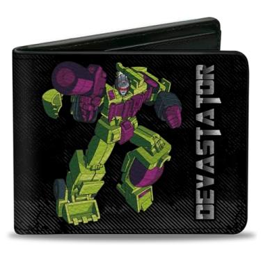 Imagem de Carteira Hasbro, Bifold, Transformers Devastator Pose e Decepticon Shield preta, couro vegano, Preto, 4.0" x 3.5", Casual