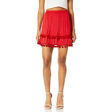 Imagem de YDX Curto feminino bonito verão mini comprimento sexy casual cintura alta, Borla vermelha, P