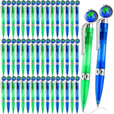 Imagem de Teling 50 canetas globo retráteis e fofas canetas globo em forma de tellurion de 1,0 mm, canetas esferográficas mundiais de tinta preta para crianças e adultos, acessórios para escola, escritório,