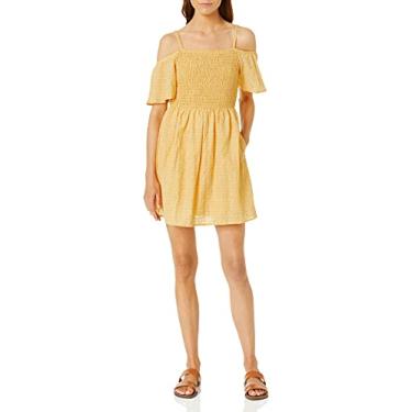 Imagem de Speechless Vestido feminino júnior tomara que caia com corpete franzido, Ouro/amarelo, G