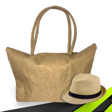 Imagem de Kit Chapéu Palha + Bolsa Casual Praia Feminino ABA CURTA 991 - IRON, C