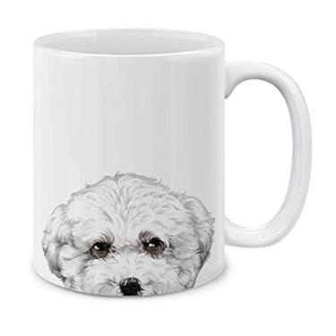 Imagem de Caneca de café de cerâmica branca preta e marrom da Guiné-Big, 325 ml, Bichon Frise Dog, 11 ounce