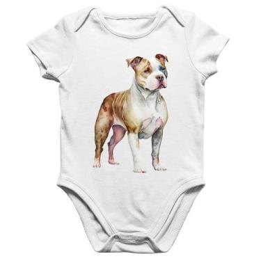 Imagem de Body Bebê Algodão Cachorro Pitbull - Foca na Moda, Branco, M