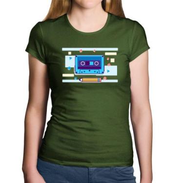 Imagem de Baby Look Algodão Fita Cassete - Foca na Moda, Musgo, P