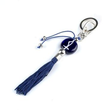 Imagem de Chaveiro Ogum Azul Escuro 15 cm em Murano - Lua Mística - 100% Origina