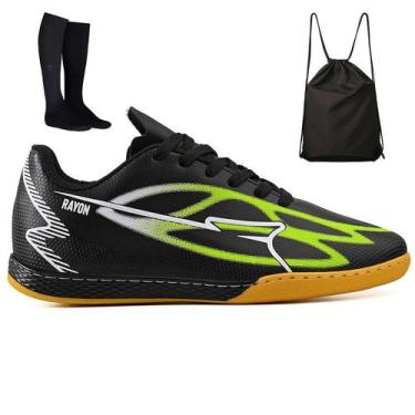 Imagem de Kit Chuteira Sintetica Futsal Futebol Quadra Salao + Mochila + Meião A