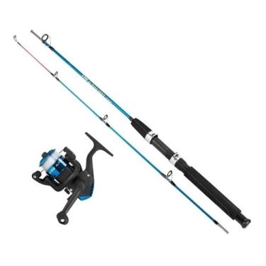 Imagem de Kit 1 Molinete 3 Rolamentos Alpha 300 1 Vara de Pesca 1 Linha Anzol- V