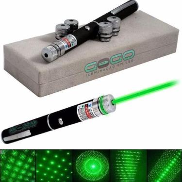 Imagem de Caneta Laser Verde Pointer 5000mW com 5 Ponteiras de Efeitos