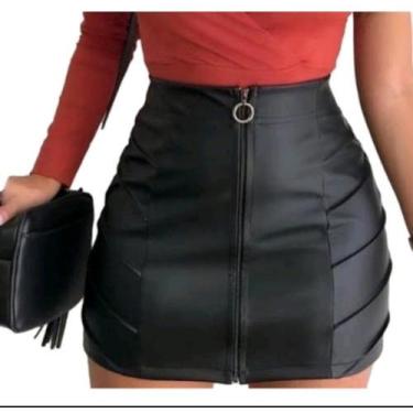 Imagem de Saia Curta Feminina Zíper Frontal ecológica cirre Blogueiras - M & K S