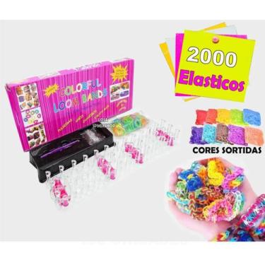 Imagem de Kit Loom Band Pulseira 2000 Elásticos Clips S Agulha Régua - SPM