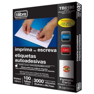 Imagem de Etiqueta Ink-jet + Laser Carta 6180 25,4 x 66,7 Mm Com 3000 Etiquetas 
