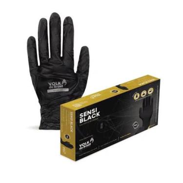 Imagem de Luva Nitrílica Descartável Sensivolk Black 50 Unidades Tam. 8 (M) - Vo