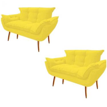 Imagem de Kit 02 Namoradeira  Decorativa  Opala Pés Palito em Madeira 2 Lugares 