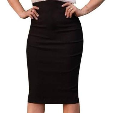 Imagem de Saia básica social midi lápis moda feminina plus size secretária comis