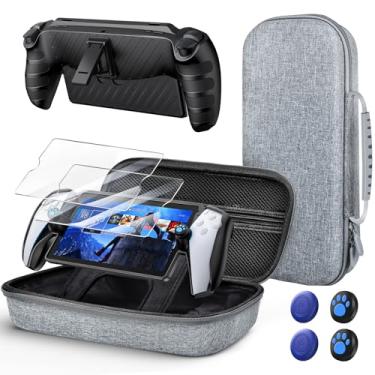 Imagem de Kit de acessórios 10 em 1 para Playstation Portal, estojo de transporte KOVA e capa de TPU com suporte para console de portal PS5, capa de viagem com 2 protetores de tela e 4 alças de polegar para PS