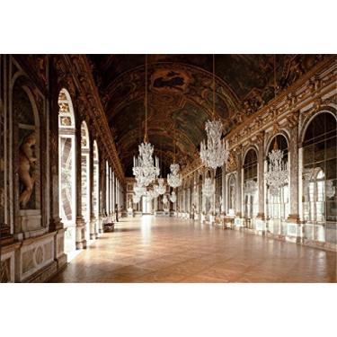 Imagem de AOFOTO 2,1 x 1,5 m fundo de corredor vintage lustre de luxo fotografia pano de fundo retro teto mural casamento amantes adultos retrato retro sessão de fotos adereços de estúdio papel de parede