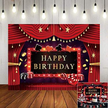 Imagem de Las Vegas Party Photography Backdrop Casino Poker Theme Birthday Party Prom Vinyl 1,5 x 0,9 m Casino Night Photo Background Decorações de mesa de bolo Banner Photo Studio Booth Adereços