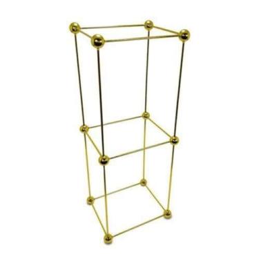 Imagem de Escultura Decorativa Moleculas Dourada Retangular Luxo - LUXdécor