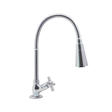 Imagem de Torneira Gourmet Cônico Duplo Jato Metal Inox Pia Cozinha Mesa / Banca