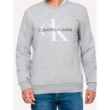 Imagem de Moletom Calvin Klein Jeans Masculino Crewneck Issue Monograma Cinza Mescla-Masculino