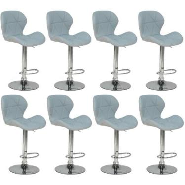 Imagem de Kit 08 Banquetas Slim Estofada Giratória com Regulagem de Altura - Cin