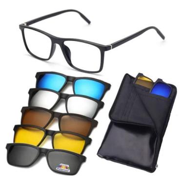 Imagem de Armação Óculos 6 Em 1 Grau Sol Clip on Masculino Magnético - Oculos20V