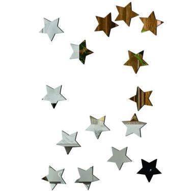 Imagem de Aplique De Espelho Decorativo Estrelas 54x82cm 15 Pçs 38139 - CREATUS,