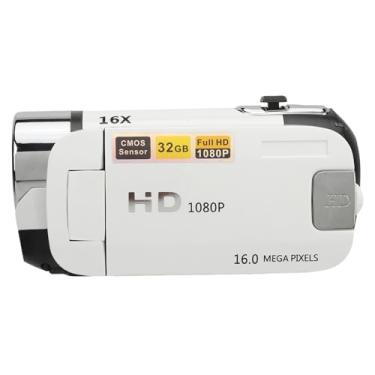 Imagem de Câmera Digital D90 1080P 16MP Com Tela Giratória de 2,4 Polegadas, Gravador de Vídeo HD Com Zoom 16X, Luz de Preenchimento e Conectividade USB (Branco)