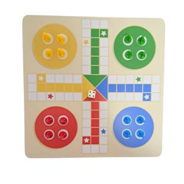 Imagem de Jogo De Tabuleiro Ludo Em Madeira Mdf + 16 pinos + dado.