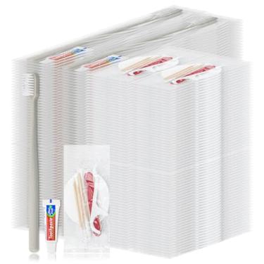 Imagem de LLHQAMT Escovas de dentes descartáveis, escova de dentes e pasta de dentes, escova de dentes e pasta de dente para viagem, vem com conjunto de toucador de hotel, embalado individualmente, adequado