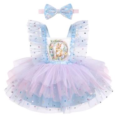 Imagem de Vestido de princesa da Páscoa para bebês meninas, Dia de São Patrício, com faixa de cabeça, bolo de aniversário, sessão de fotos, Coelhinho azul, 2-3T