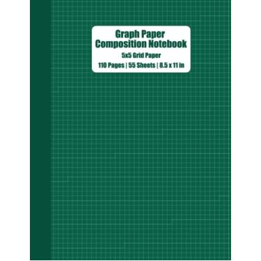 Imagem de Deep Sea Green 5x5 Grid Graph Paper Composition Notebook: 110 Pages, 55 Sheets, 8.5" x 11", Graph Paper for Designing/Writing/Mapping/Drawing/Journalling & Math/Science/Accounting/Engineering Students