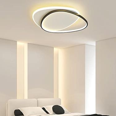 Imagem de Moderno LED Luz de Teto Geométrico 2 Luzes Ultrafino Lâmpada de Teto Nórdico Criativo Montagem Embutida Luminária Para Sala de Estar Quarto(45x37CM, 36W,Black, Stepless Dimming)