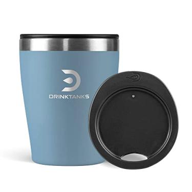 Imagem de DrinkTanks Copo artesanal isolado de 290 ml com tampa – Copo de viagem reutilizável de aço inoxidável para café, cerveja, vinho, coquetéis, água e kombucha, livre de BPA, à prova de derramamento