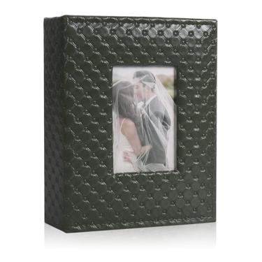 Imagem de RECUTMS 200 Álbum de Bolso 4X6 Pequenos Álbuns de Fotos Capa de Couro Pu Álbum de Casamento Família Bebê Aniversário Formatura Álbum de Viagem Capa Personalizada Livro de Fotos (Verde Escuro)
