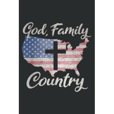 Imagem de God Family Country Christian Cross Vintage Usa American Flag: My Prayer Map Journal 6" x 9", 120 Pages for Writing & Notes, for Girls and Women, Memo Diary Subject Notebooks Planner.
