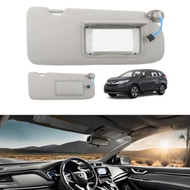 Imagem de Zoewalk 85220-F2150-TTX Passenbger Conjunto de viseira de sol cinza claro com luz espelhada compatível com Honda CRV 2017 2018 2019 2020 2021 2022 83230-tla-a12zb