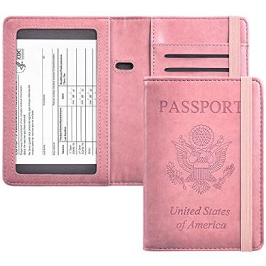 Imagem de Herriat Compartimento para cartão de passaporte e vacina, porta-cartões de vacina e passaporte, rosa, ONE_SIZE
