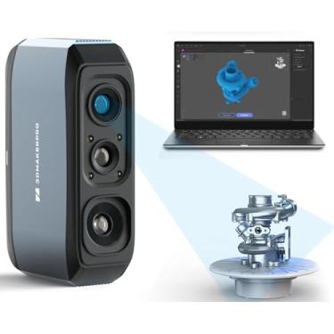 Imagem de Scanner 3D portátil 3DMakerpro Moose para impressão 3D, luz azul e rastreamento visual de IA, lentes antivibração, câmera colorida de 24 bits com resolução de 0,03 mm de alta precisão de 0,1 mm,