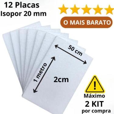 Imagem de 12 Placas de Isopor 20mm 100cm x 50cm x 2cm Forro COMPRAR MAX 2 KIT PO