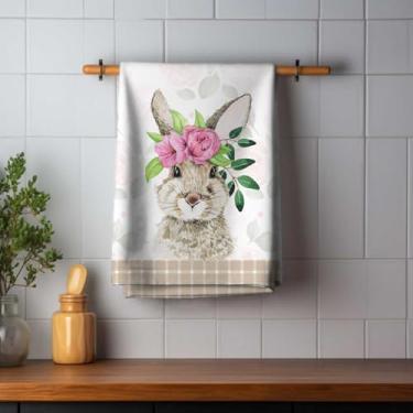 Imagem de Pano de Prato Atoalhado Copa Cozinha Páscoa Coelho Mod. 01