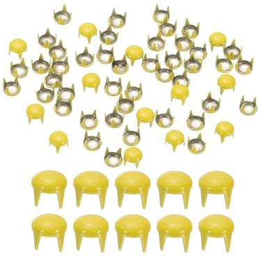 Imagem de PATIKIL Pinos de metal de 5 mm, 200 peças de contas redondas de garra de cúpula rebites de cabeça de prego para artesanato de couro roupas bolsa de cinto sapatos, amarelo