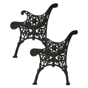 Imagem de Par Pé de Banco Praça Jardim Decoração Inglês Ferro Fundido - UNICLÁUD