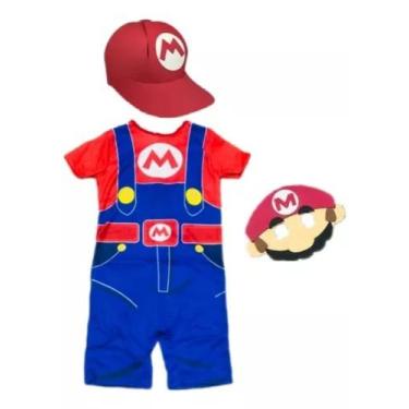 Imagem de Fantasia Roupa Infantil Mario Com Kit Máscara e Chapéu - Bililika, G