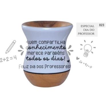 Imagem de Cuia de Madeira Branca Personalizada 360 - Dia dos Professores - Mix A